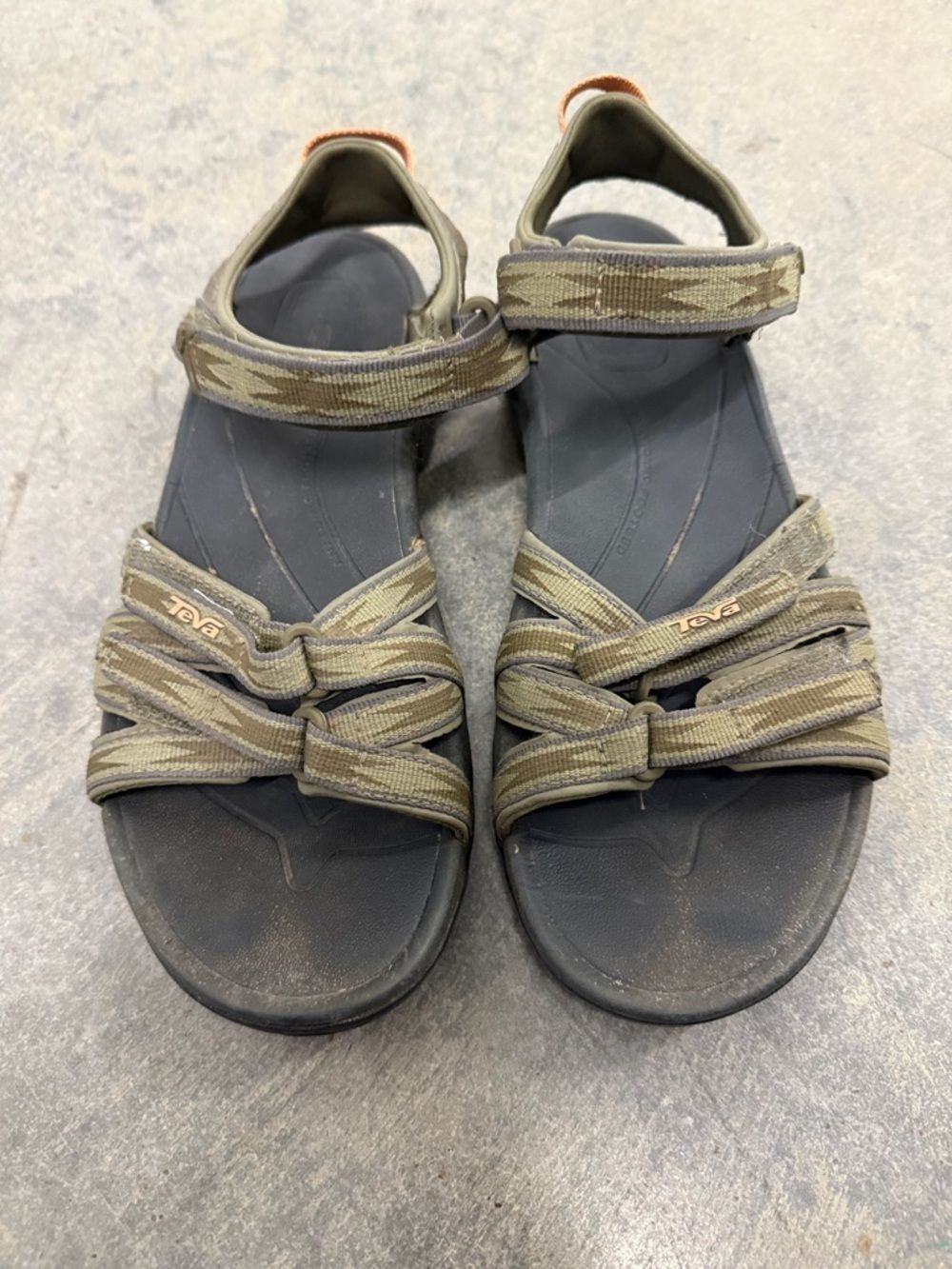 Teva Olive Camo Strap Sandals with Black Footbed